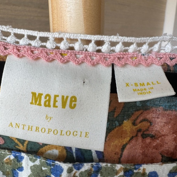 Anthropologie Maeve Floral Peasant Boho Blouse XS Square Neck EUC - Picture 6 of 13